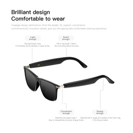 FURRYLINK AI Smart Glasses, Bluetooth with 163 Translation for Men Women, 7 Day Ultra-Long Standby, UV Protection, Waterproof, Wireless Music & Calls, Voice Assistant (Black)