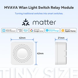 MVAVA Smart Schalter Supports Matter, Mini Wlan Smart Lichtschalter Relais Modul für Smart Home DIY Neutralleiter erforderlich, Kompatibel mit Home Assistant, Alexa, Google Home, 2,4GHz