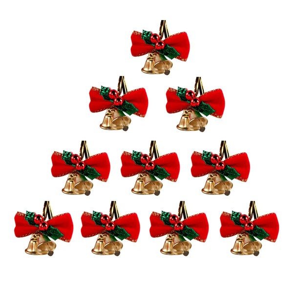 Kaket Christmas Bow with Bells 24PCS Small Christmas Bow Ornaments