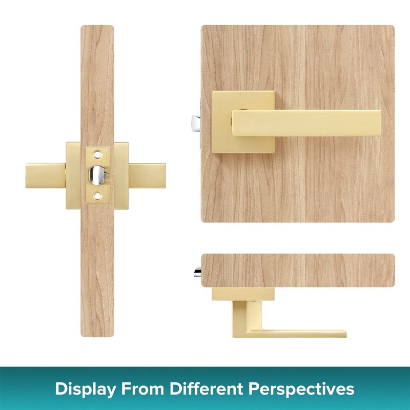 Heittis 3 Pack Heavy Passage Door Handle Keyless Square Brushed