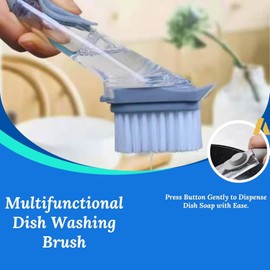 D&S* MART Soap Dispensing Dish Brush, Kitchen Brush for Pot Pan Sink Cleaning, Kitchen Utensils Scrubbing Brush with Handle -