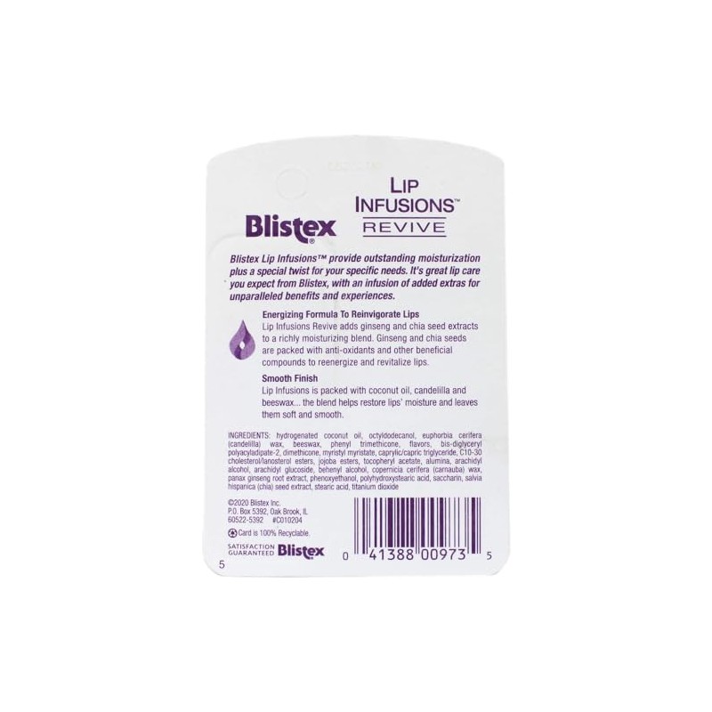Blistex Lip Infusions Revive Lip Moisturizer 0.13 onzas (paquete de