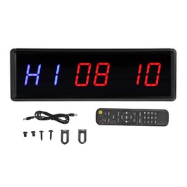 Cryfokt Digital Gym Timer, Large LED Screen Workout Interval Timer with 5 Different Functions, Countdown Up Stopwatch Wall Clock for Fitness Home Garage Boxing Outdoor Sport
