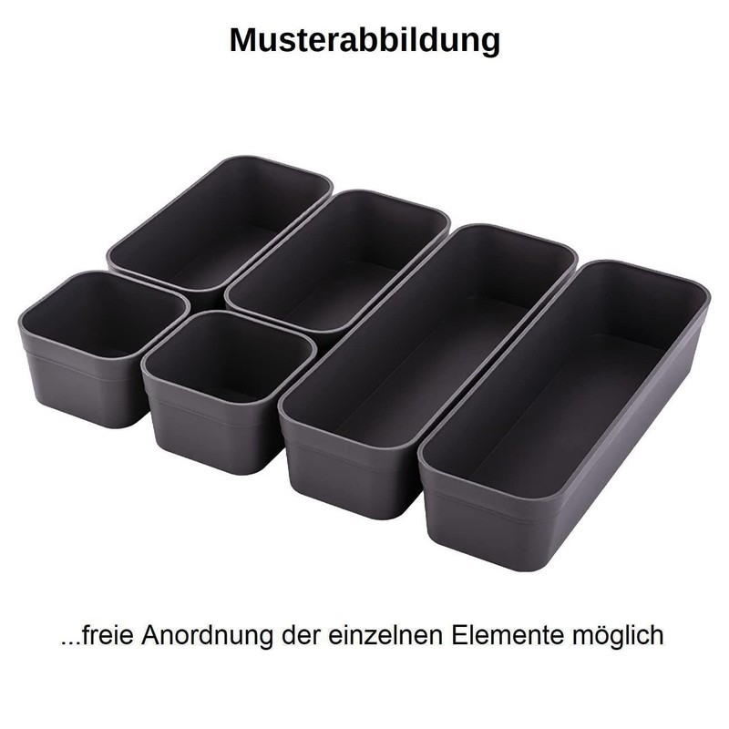 1x Drawer Organiser Set, Storage Box, One-Piece, Adjustable, Anthracite