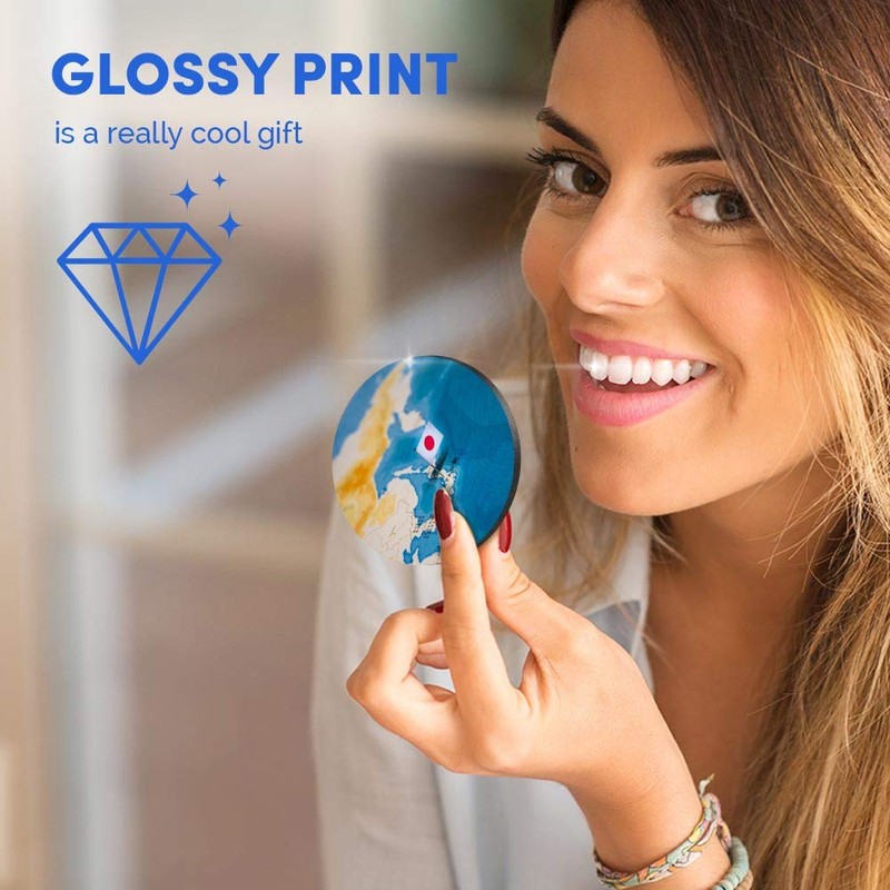 1 x Round MDF Magnet - Japan World Map Flag