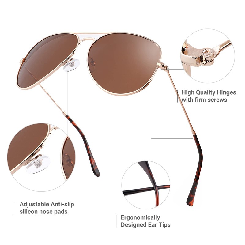 EYESPEX Classic Retro Aviator Polarized Sunglasses for Men Women 70s