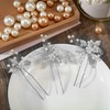 3 PCS Bridal Pins – Silver Crystal Flower Headpieces with