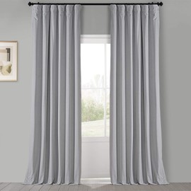HPD Half Price Drapes VPCH-P Signature Blackout Velvet Curtain (1 Panel), 50 in x 108 in, Reflection Grey