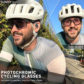KAPVOE Photochromatic Self-Tone Cycling Glasses for Men Women Clear Sports Sunglasses TR90 Frame Road Bike Glasses Cycling MTB Cycling Glasses UV400 Protection Sports Glasses for Running Driving
