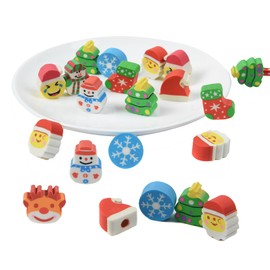 34PCS Christmas Pencil Top Erasers Bulk for Kids,Fun Eraser Caps Cute Topper Erasers for Pencil for Back to School Party Gifts (34)