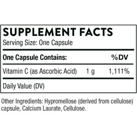 THORNE Ascorbic Acid - 1000 mg Vitamin C Supplement - Supports Healthy Immune Response, Collagen Formation, and Antioxidant Support - Gluten-Free - 60 Capsules