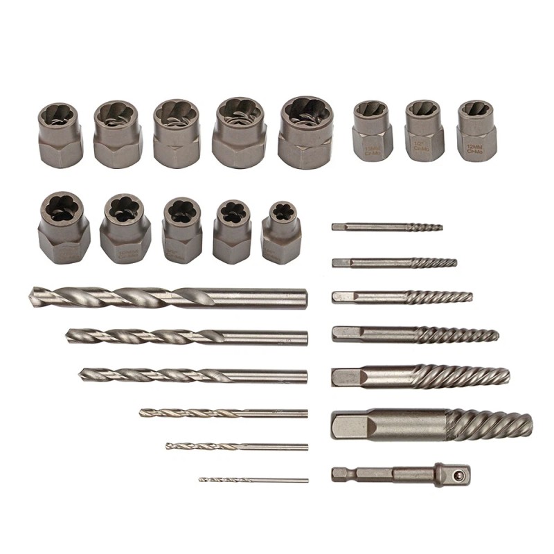 Cahuczlhoz 26Pcs Screws Bolt Extractor Set W/Drill Bit Kit Lug