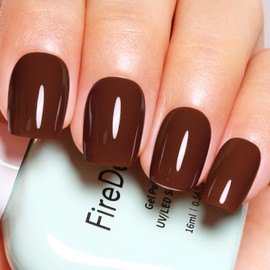 Firedeep Chocolate Brown Gel Nail Polish, 0.54 Fl Oz Large Bottle Brown Color UV/LED Soak Off Gel Polish for Autumn and Winter 1Pcs