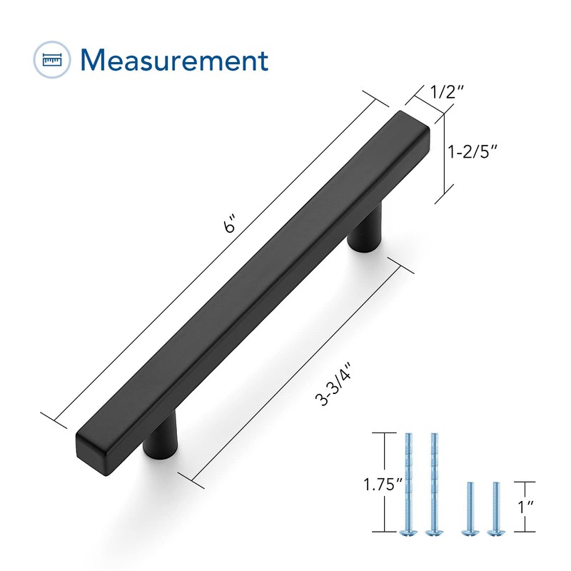 Ravinte 10 Pack Matte Black Cabinet Pulls 3-3/4 inch Black
