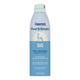 Coppertone 3x COPPERTONE PURE AND SIMPLE Mineral SUNSCREEN SPRAY SPF 50 5oz SUN PROTECTION