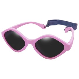 COOLSOME Baby/Toddler/Kids Flexible UV Protection Polarized Sunglasses for Age 0-6 (rhombus pink, 108mm/0-2 years(0-24 months))