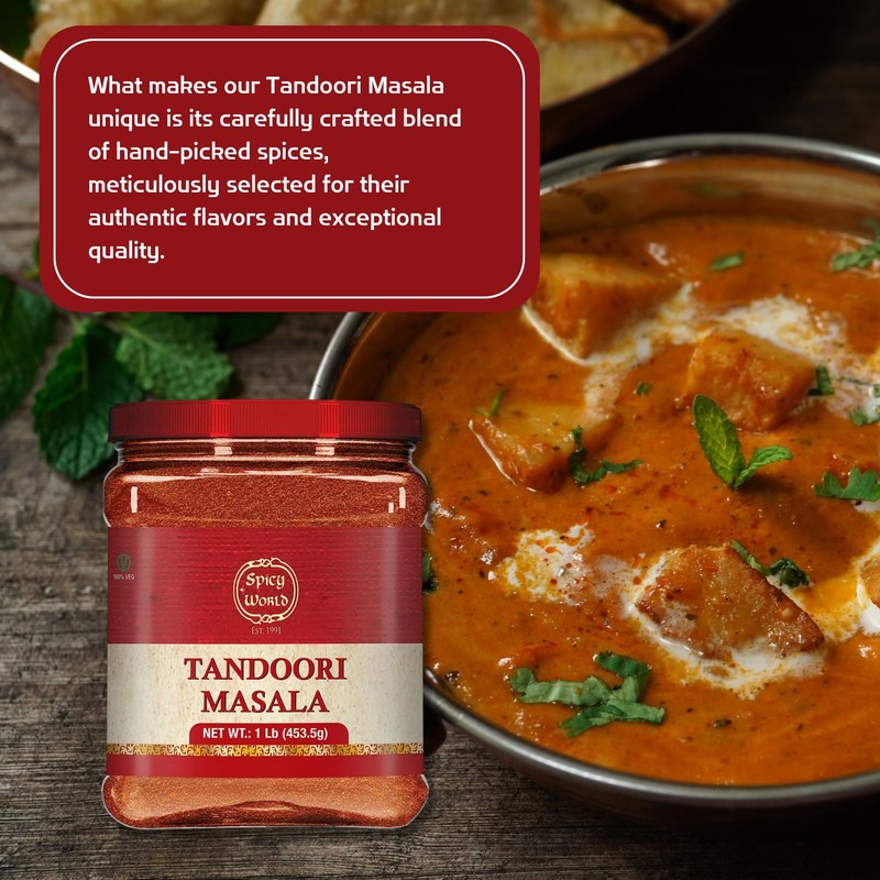 Spicy World Tandoori Masala 1 LB Jar Pack (Bulk Spice)