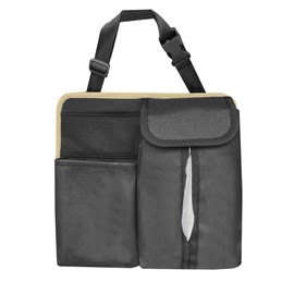 FH Group E-Z Travel™ Car Seat Back Organizer with Tissue Holder, for Baby Wipes Beige