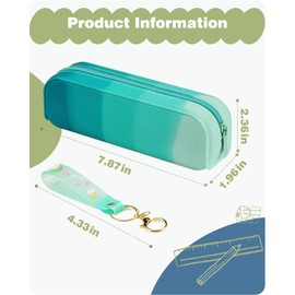 FINPAC Pencil Case, Small Pencil Pouch with Wristlet, Big Capacity Zipper Portable Silicone Pen Bag for Students Women, Bible Journaling Supplies and Accessories, Makeup Bags Organizer, Forest Green