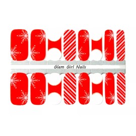 Glam Girl Nails Candy Cane Christmas Nail polish strips / Nail Wraps / Nail Stickers