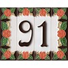 House Numbers, Italian Ceramic Numbers & Letters Tiles Orange Rose