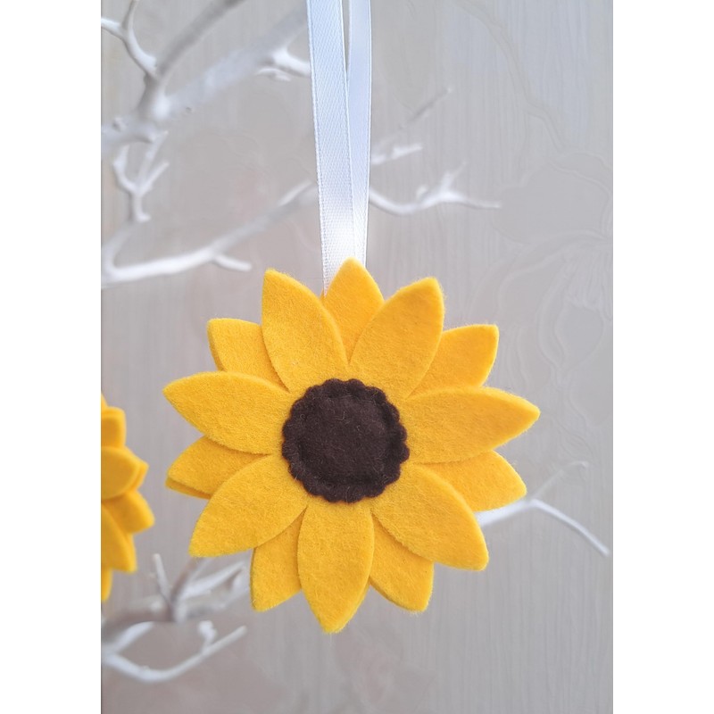 Sunflower Tree Decorations, Felt Hanging Ornaments. Easter Spring Summer Flower