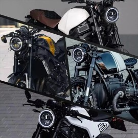 Faro Moto Universal 7 Pulgadas Led Alto Brillo Con Carcasa