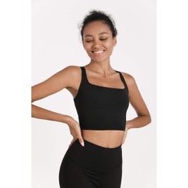 romansong Strappy Yoga Sports Bra for Women, Padded, Crisscross Back Tank Tops, black