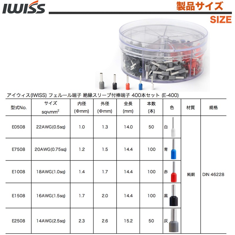 IWISS Ferrule Crimping Pliers 0.25-6.0mm2 HSC8 6-4F Wire End Sleeve