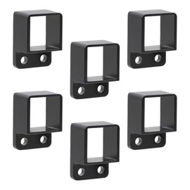 Plum Fittings Aluminum Fence Standard Wall Mount 1 1/4" x 1 1/4" for Rails - Residential Rail Mounts | Black | Pack of 6