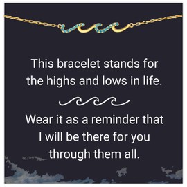 STCORPS7 Bracelets for Women, Wave Bracelet Friendship Bracelet Birthday Gifts for Women, Mom, Daughter, Grandma, Sister, Best Friend, Mothers Day Gifts, Length 6" with a 2" extension, brass plated