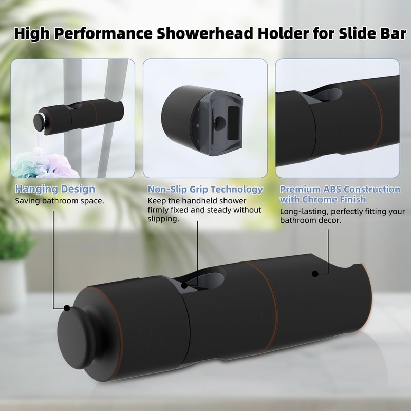Hibbent Adjustable Shower Head Holder for Slide Bar, Universal 18.5-25mm