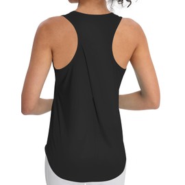 CHALLMOTI Women's Workout Tank Tops Racerback Top Sleeveless Athletic Shirts Running Gym Sports UPF 50+ Black S