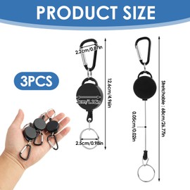 3 PCS Strapazierfähiger einziehbarer Schlüsselanhänger, Einziehbarer Schlüsselanhänger, Ausziehbarer ID Badge Halter, Schlüsselband für Schlüssel, Kartenhalter, Zugangskarten, für Büro, Outdoor und me