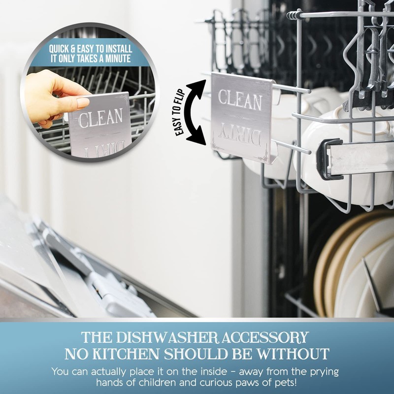 Dishwasher Sign Clean Dirty Signs Stainless Steel Interior Indicator -