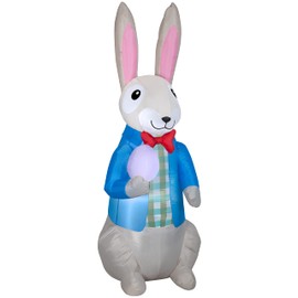 7' Gemmy Airblown Inflatable Dapper Easter Bunny w/Easter Egg Yard Decoration 440803