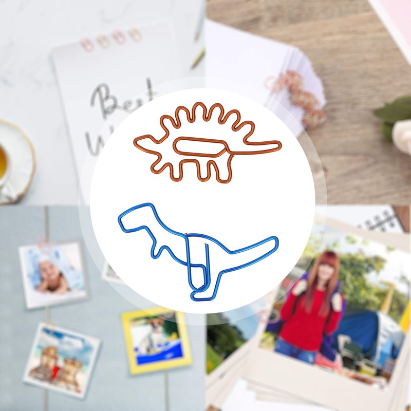 100Pcs Paper Clips Unique Dinosaur Shape Lightweight Portable Electroplating Process