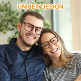 URAQT Blue Light Filter Glasses Women, Black Round Anti Blue Light Glasses PC Gaming Fashion Glasses, Blue Light Glasses Blocking Computer Glasses, Glasses Without Prescription Blue Filter Glasses for