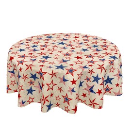 ABSOP Vintage Fourth of July Tablecloth Round 60 Inch 4th of July Patriotic Outdoor Table Cloth Rustic USA Memorial Day Table Cover for Kitchen Dinner Room Holiday Party Home Independence Day Decor