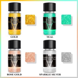 Edible Glitter - 4 Colors Luster Dust Edible Set, Food Grade Edible Glitter for Drinks, Cocktails, Cupcakes, Cookies, Candy, Glimmer Sprinkle Powder for Party Foods, Baking, Beverage (5g/Bottle)