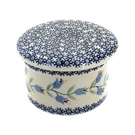 Blue Rose Polish Pottery Tulip French Butter Dish