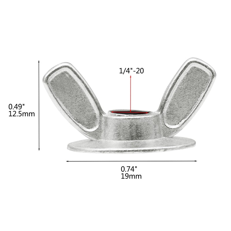 Xadnitu 50 Pieces 1/4''-20 Washered Wing Nut, Zinc Plated Hurricane