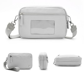 Didida Wristlet Purses for Women,Crossbody with ID Window Purses,Coin Purse with 4 Zipper,Grey Nylon Crossbody Bags