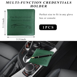 Augeny Car Registration and Insurance Holder, 5.11''×5.52'' Essential Auto Glove Box Organizer for Card, Document, Driver License, Vehicle Interior Accessories for Most Cars (Dark Green)