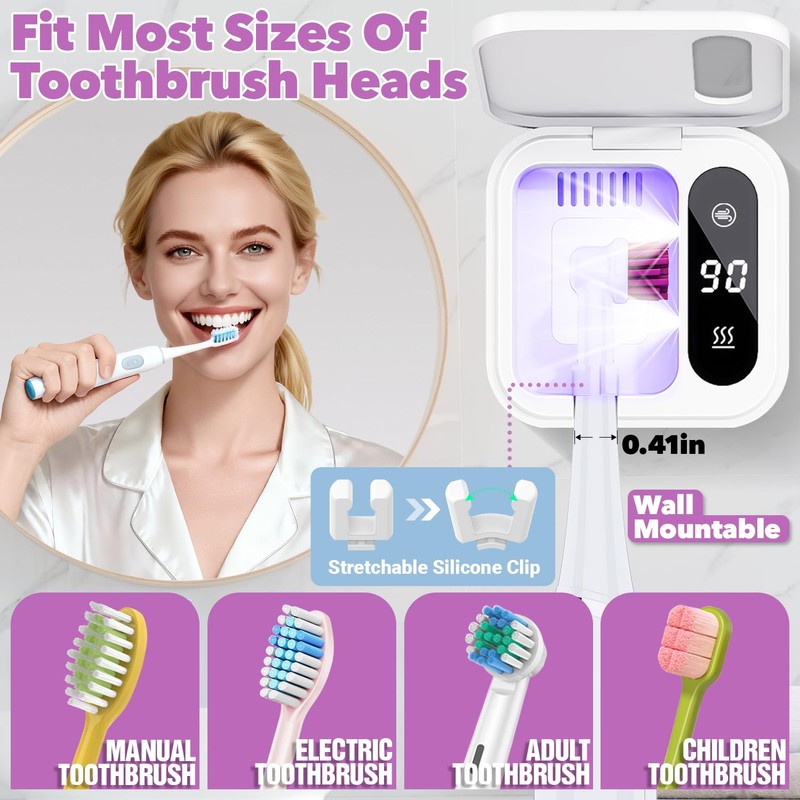 Toothbrush Sanitizer Case and Holders, DRMXBU Wall Mounted Toothbrush Holder