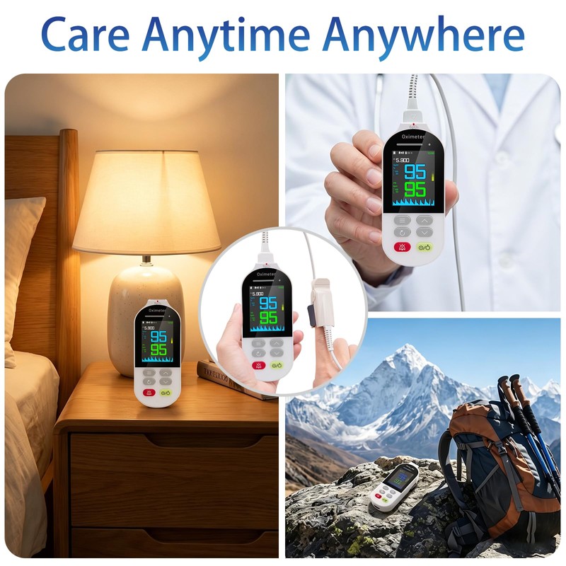 Handheld Pulse Oximeter with Real-Time Alarm -Continuous Adult Finger Spot