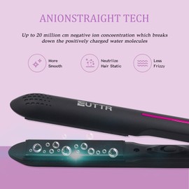 EUTTR Ceramic Flat Iron Hair Straightener 1 Inch, Straightener Flat Iron, Hair Straightener and Curler 2 in 1, Negative Ion Hair Iron Straightener, Flat Iron Curling Iron in One