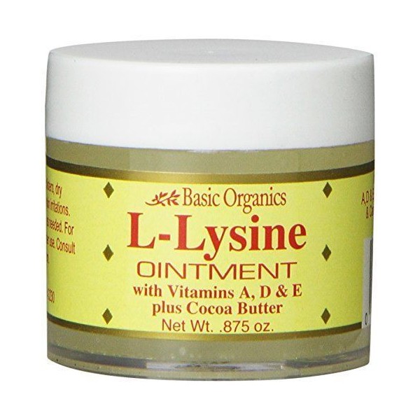 L-Lysine Ointment for Cold Sores .875oz Basic Organics  PHARMACY FRESH!