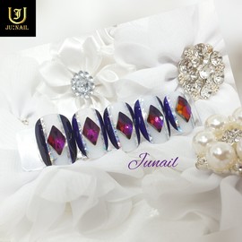  Eye-catching purple handmade nail tips  - Long round / 시선강탈물들인보라 수제네일팁 - 롱라운드