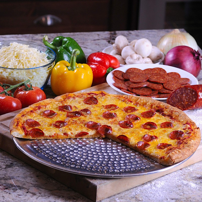 Crown Pizza Pan with Holes 14 inch, 1 Pack, Sturdy,